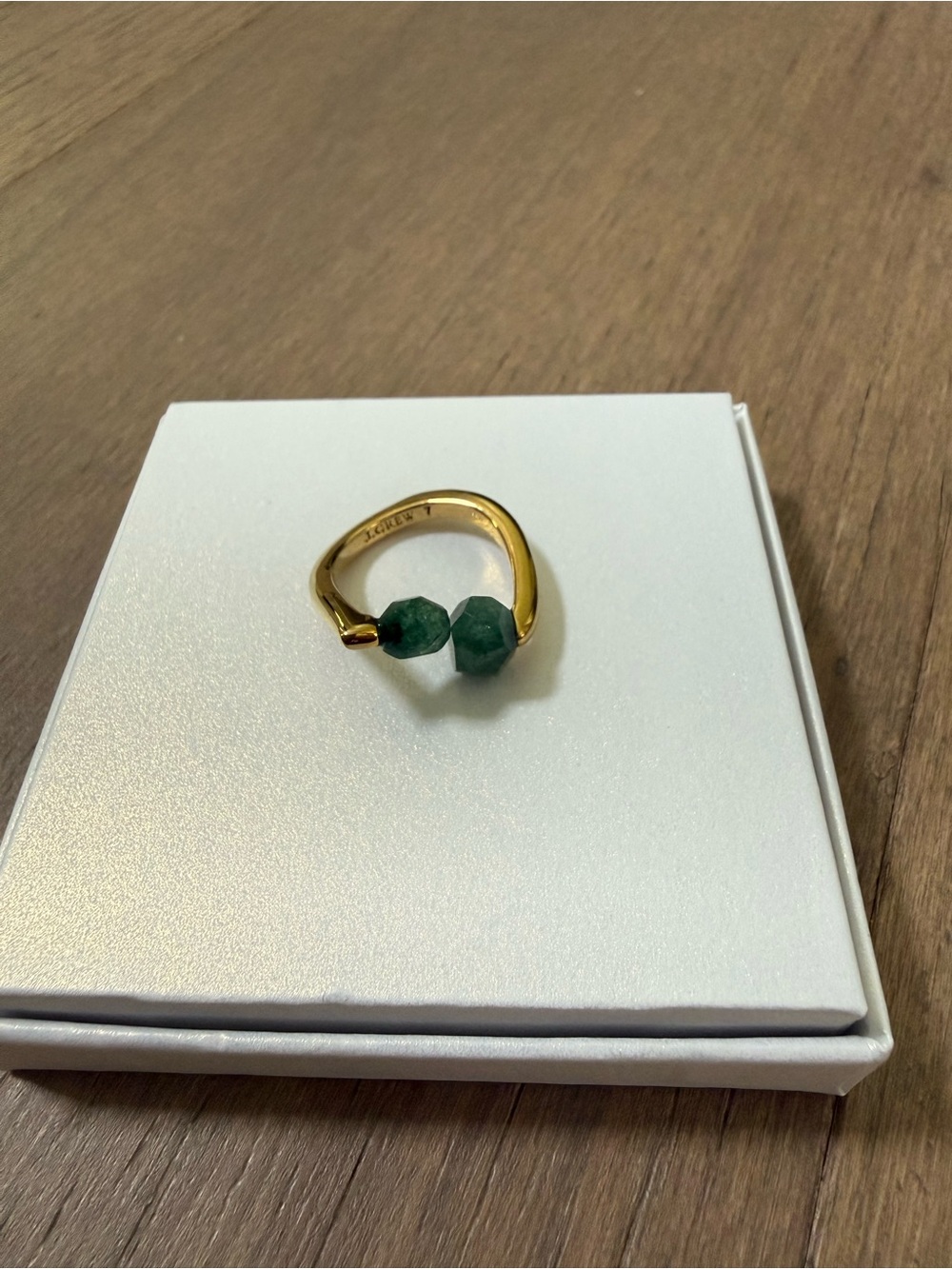 J.Crew Green Statement Cocktail Ring Gold Tone Emerald Resin Size 7